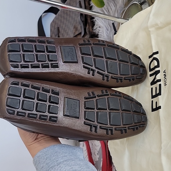 FENDI Zucca Moccasin Logo Leather Loafer for Men - Picture 7 of 17